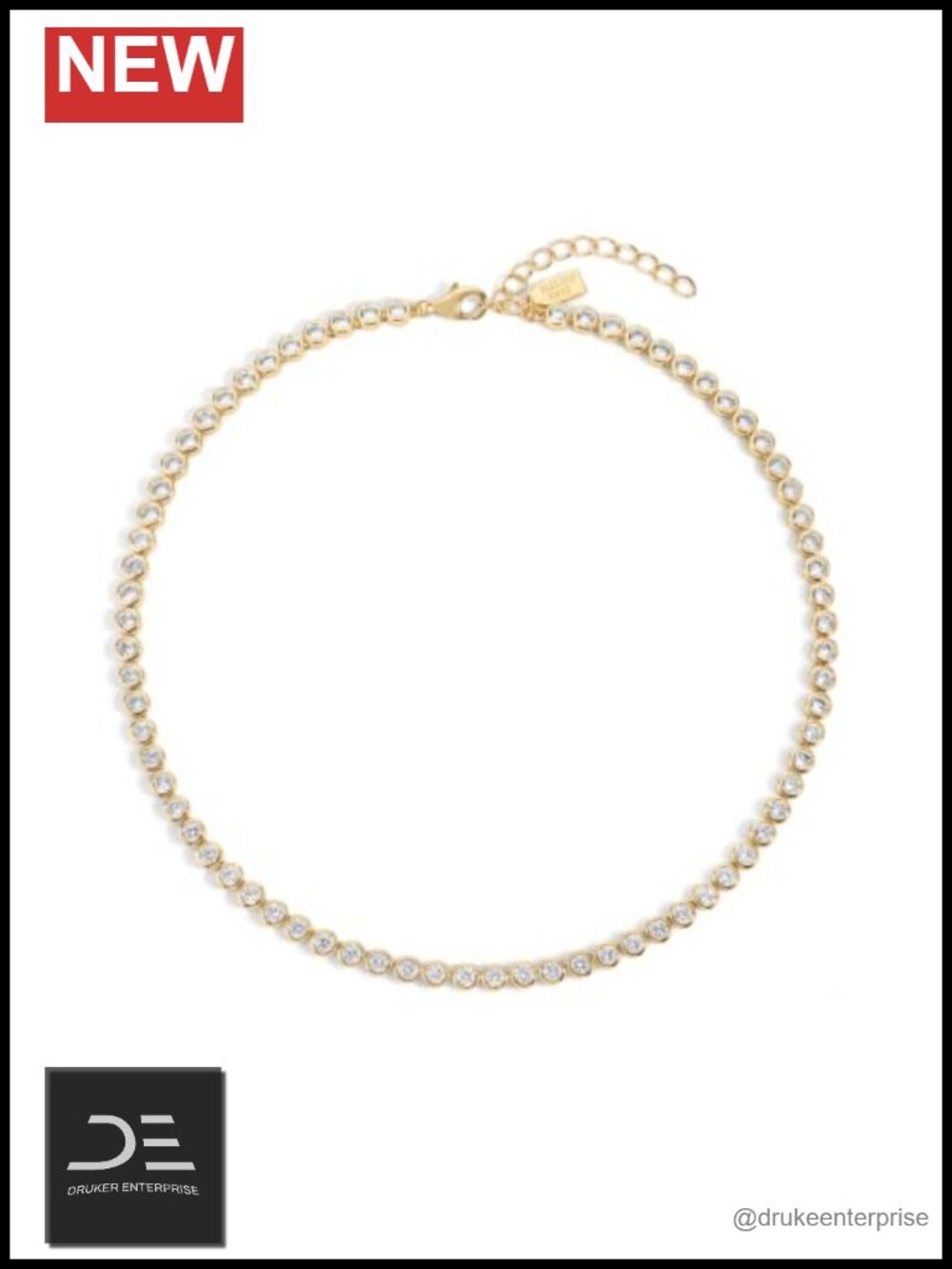 14k Gold Plated Bezel Tennis Necklace Women Dainty Sparkle Layering Jewelry Gift